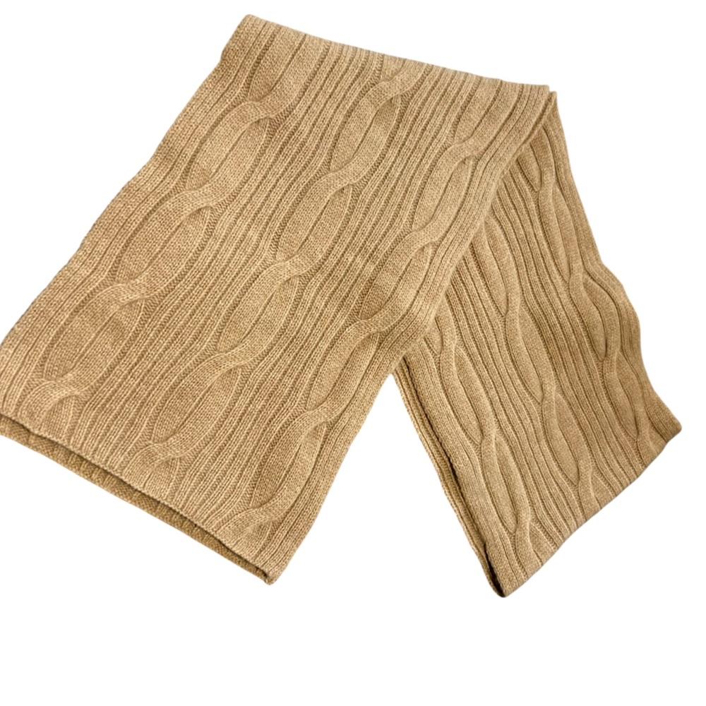 NWOT - J. Crew 100% Cashmere Cable Knit Scarf - Camel